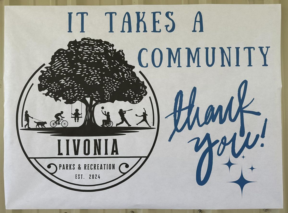 Livonia Parks & Rec thank you sign