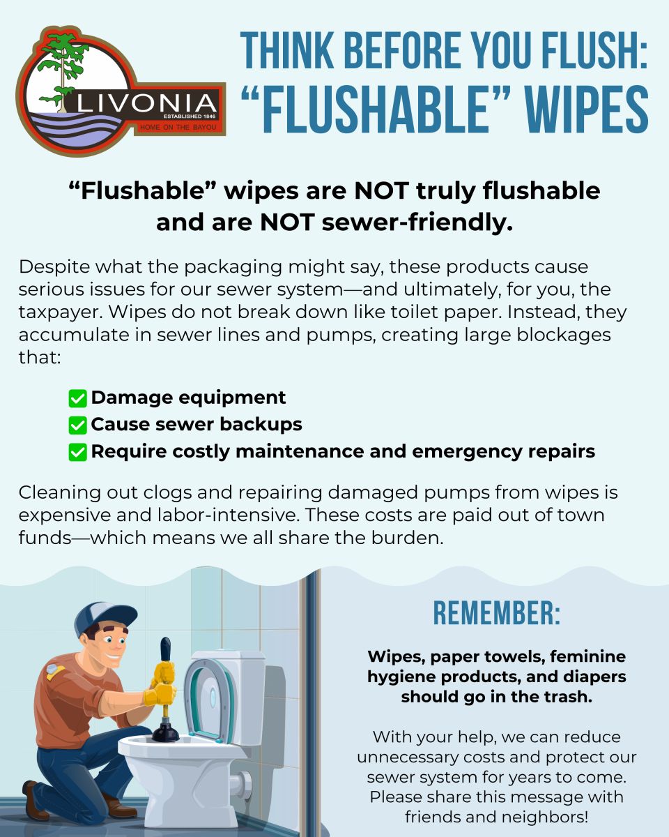 Think before you flush, flushable wipes